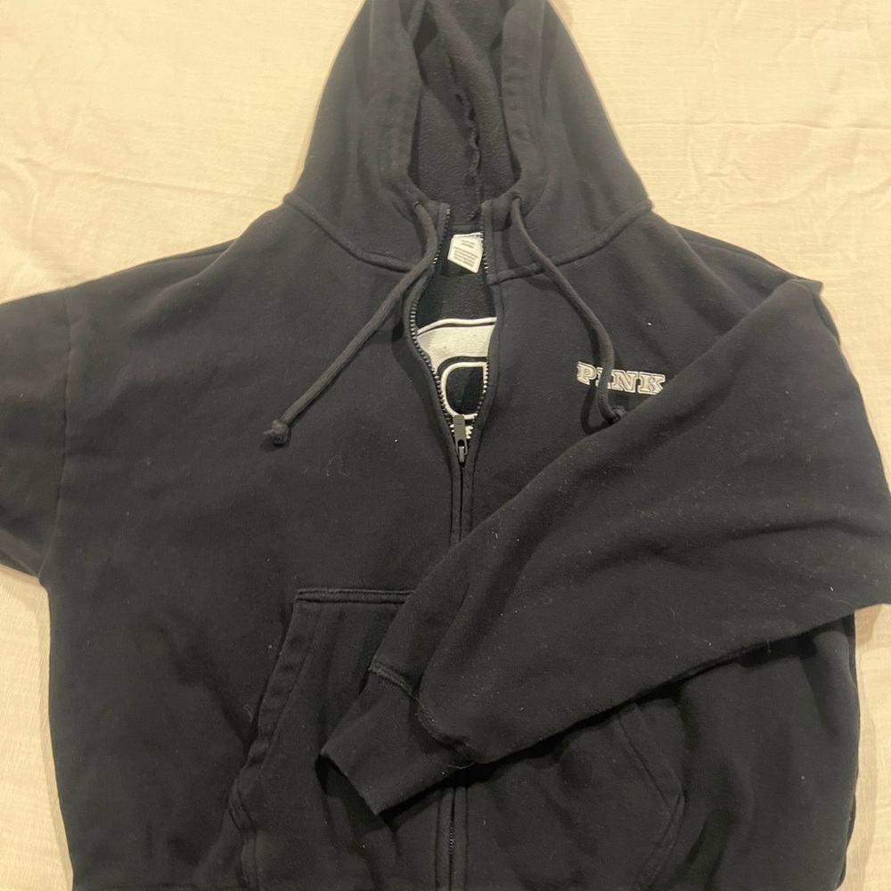 PINK Victoria's Secret Black Zip-Up Sweater